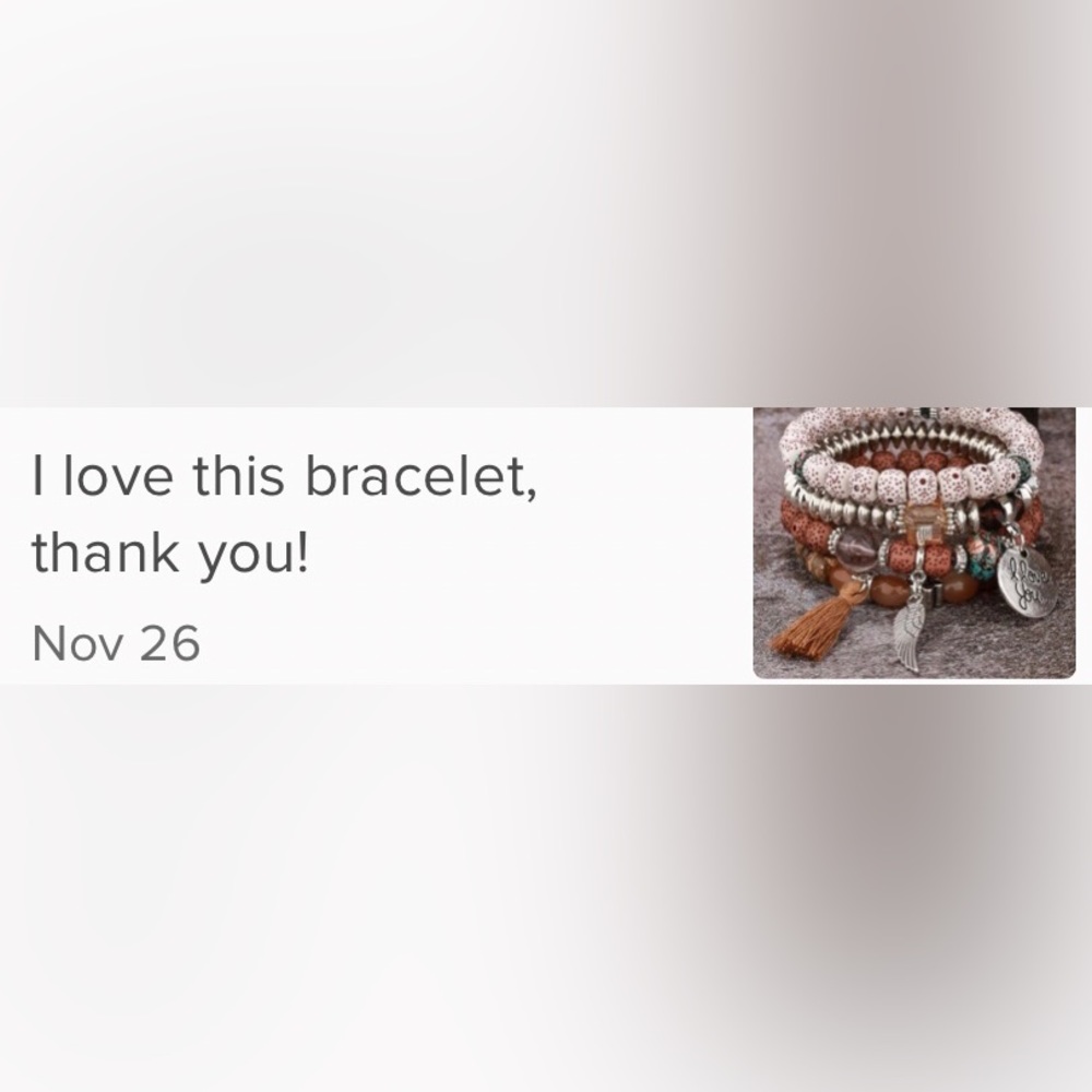 I LOVE YOU Stacked Beaded Boho Bracelets Charms Tassel BRAND NEW - Picture 4 of 6